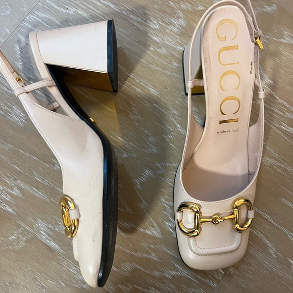 Gucci slingback heels in amazing condition! Cream color, fits size 7.5 or 8 US